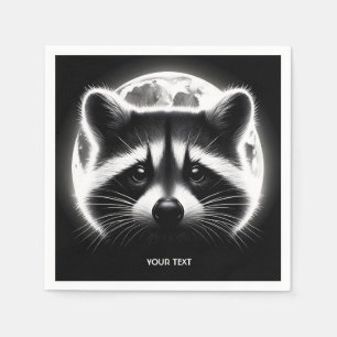 Serviette En Papier Imaginaire mignon Racoon visage lune