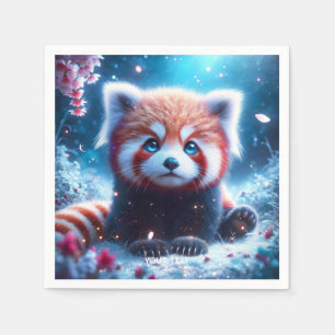 Serviette En Papier Imaginaire mignon Sakura Panda Rouge