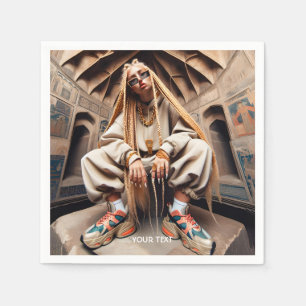 Serviette En Papier Imaginaire mignonne fille cheveux longs