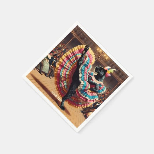 Serviette En Papier Imaginaire Mignonne Panthère Danseuse Foule (Coin)