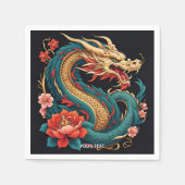 Serviette En Papier Imaginaire mignonne Vivid Bleu Jaune Dragon (Devant)