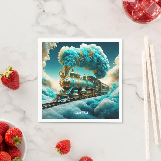 Serviette En Papier Imaginaire Mignons Nuages Turquoise (En situation)