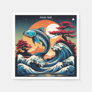 Serviette En Papier Imaginaire Paysage Vivid De Style Japonais