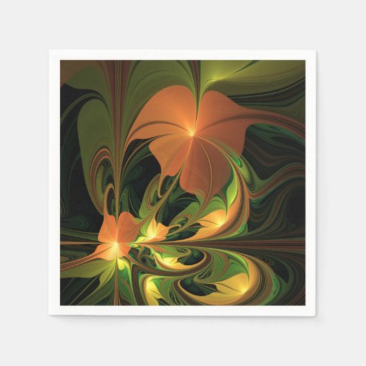 Serviette En Papier Imaginaire Plante Abstrait rouille verte Brown fra (Devant)
