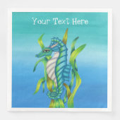 Serviette En Papier Imaginaire Sea Dragon Aqua Blue dans Seaweed sur b (Devant)