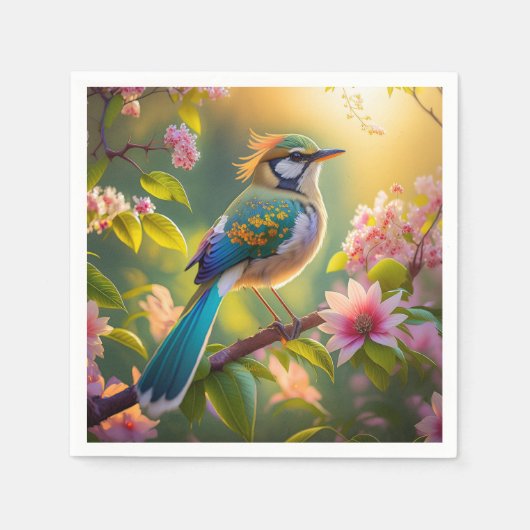 Serviette En Papier Imaginaire Turquoise à ailes vert (Devant)