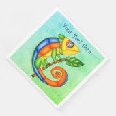 Serviette En Papier Imaginaire Vibrant Souriant Lézard Leaf Bleu Vert (Coin)