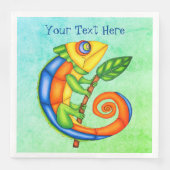Serviette En Papier Imaginaire Vibrant Souriant Lézard Leaf Bleu Vert (Devant)