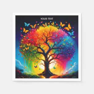 Serviette En Papier Imaginaire Vie Vivid Vive Arbre Arc-en-ciel
