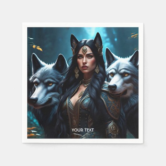 Serviette En Papier Imaginaire Vivid Vive Trois Loups Portrait (Devant)