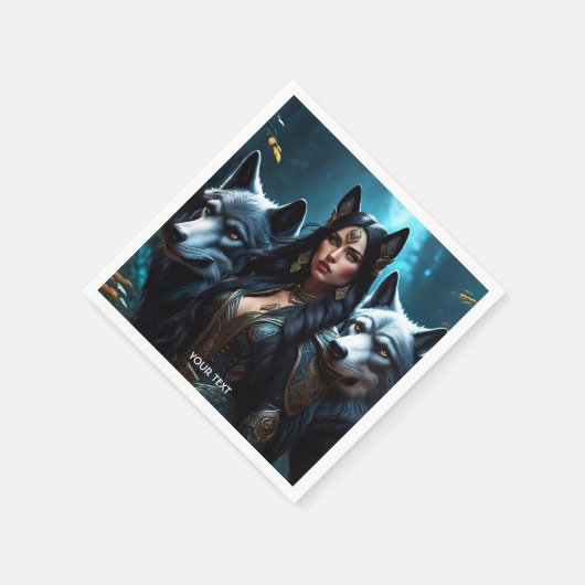 Serviette En Papier Imaginaire Vivid Vive Trois Loups Portrait (Coin)