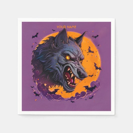 Serviette En Papier Imaginaire Werewolf Moon Halloween (Devant)