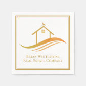 Serviette En Papier Immobilier Société Gold Open House personnalisable (Devant)