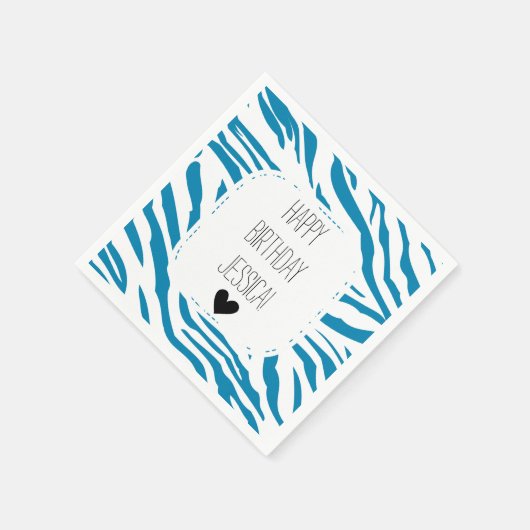 Serviette En Papier Impression Aqua et White Zebra (Coin)