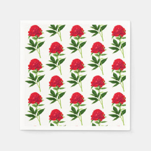Serviette En Papier Impression Botanique vintage, Peine Rouge Profonde