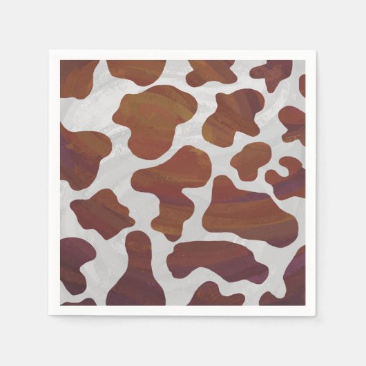Serviette En Papier Impression Brown et blanche de vache (Devant)