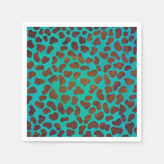 Serviette En Papier Impression Brown et Turquoise dalmate (Devant)