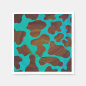Serviette En Papier Impression Brown et Turquoise de vache (Devant)
