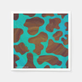 Serviette En Papier Impression Brown et Turquoise de vache (Devant)