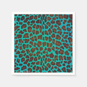 Serviette En Papier Impression Brown et Turquoise Leopard
