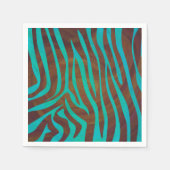Serviette En Papier Impression Brown et Turquoise Zebra (Devant)