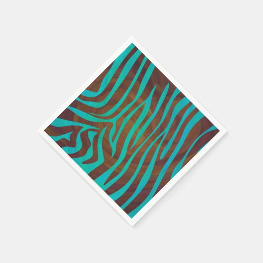 Serviette En Papier Impression Brown et Turquoise Zebra (Coin)