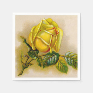 Serviette En Papier Impression d'art antique fine de rose jaune
