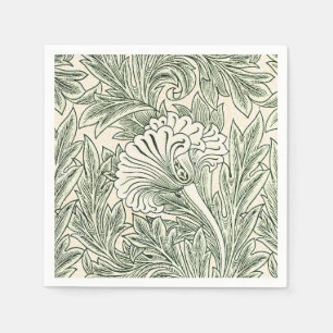 Serviette En Papier Impression d'art floral Tulipe verte de William Mo