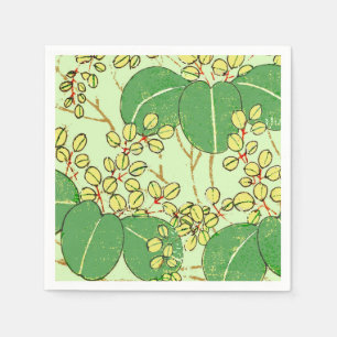 Serviette En Papier Impression de bloc de bois de feuille verte botani