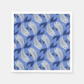 Serviette En Papier Impression de bloc de poisson - bleu (Devant)