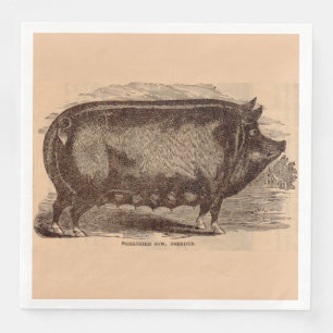 Serviette En Papier Impression de cochon du 19e siècle Truie Berkshire