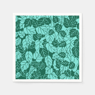 Serviette En Papier Impression de feuille japonaise, turquoise et aqua
