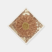 Serviette En Papier Impression de gérbera bloc - marron et beige (Coin)