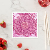 Serviette En Papier Impression de gérbera bloc - nuances de rose (En situation)