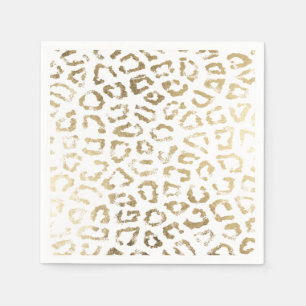 Serviette En Papier Impression de guépard blanc chic simple