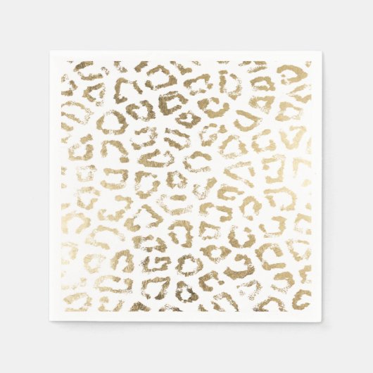 Serviette En Papier Impression de guépard blanc chic simple (Devant)