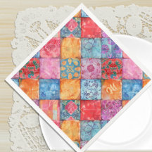 Impression de patchwork coloré avec monogramme