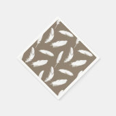 Serviette En Papier Impression de plume blanche sur taupe bronzé (Coin)