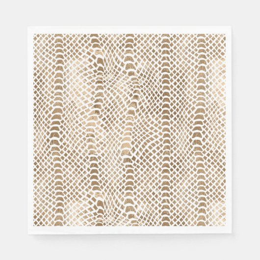 Serviette En Papier Impression de serpent blanc or (Devant)