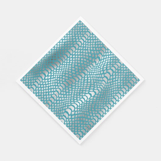 Serviette En Papier Impression de serpent d'argent bleu turquoise (Coin)