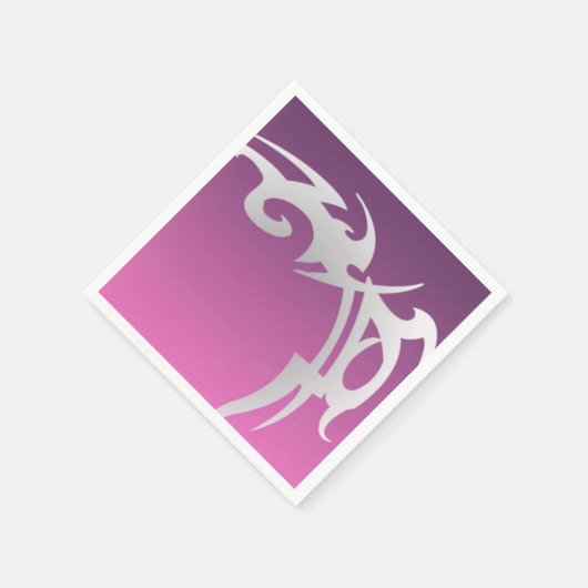 Serviette En Papier Impression de tatouage blanc sur dégradé violet (Coin)