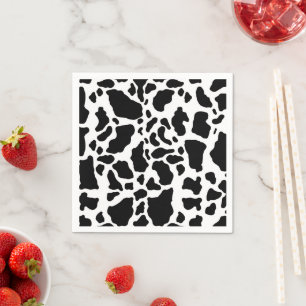 Serviette En Papier Impression de vache noire et blanche