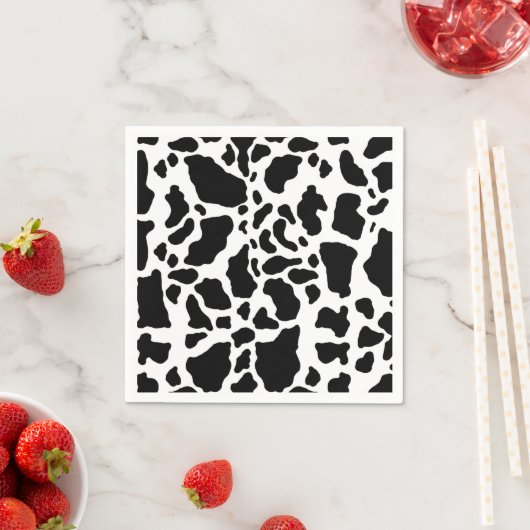 Serviette En Papier Impression de vache noire et blanche (En situation)