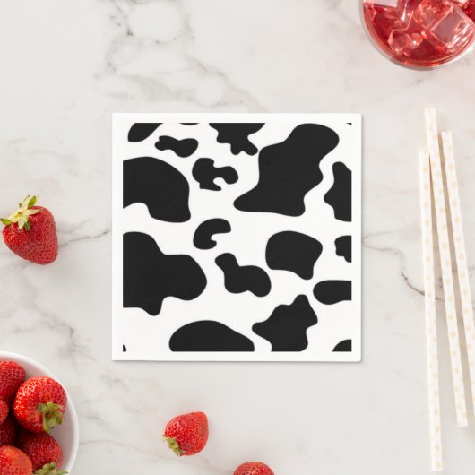 Serviette En Papier Impression de vache noire et blanche (En situation)