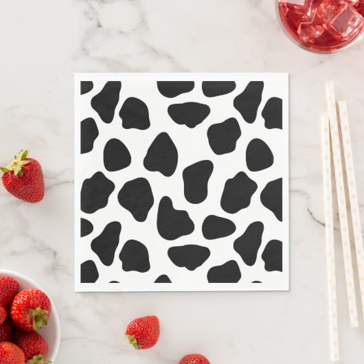 Serviette En Papier Impression de vache noire et blanche (En situation)