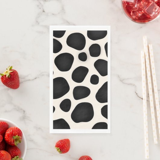 Serviette En Papier Impression de vache tache noire et blanche (En situation)