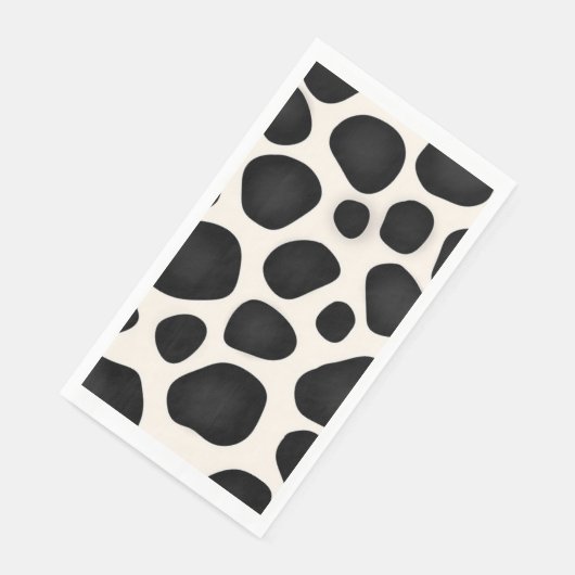 Serviette En Papier Impression de vache tache noire et blanche (Coin)