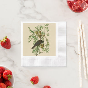 Serviette En Papier Impression d'oiseau Grackle Violet d'Audubon Botan