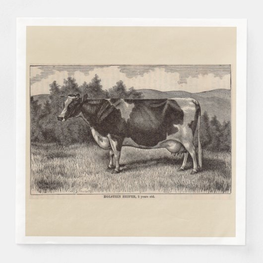 Serviette En Papier Impression du 19e siècle Holstein heifer (Devant)
