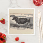 Serviette En Papier Impression du taureau Holstein du 19e siècle (En situation)